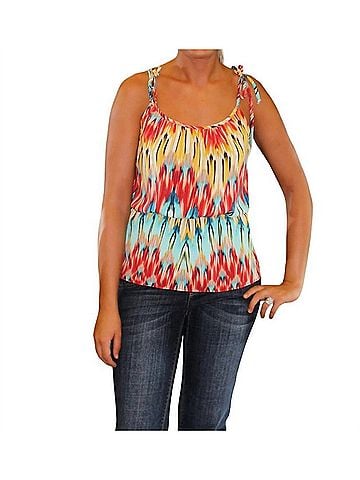 Glam Multi Zig-Zag Tie Shoulder Top in Red (view 2)