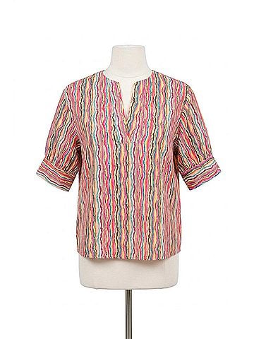 Ivy Jane Notched Front Shirt in Pink Multi (view 1)