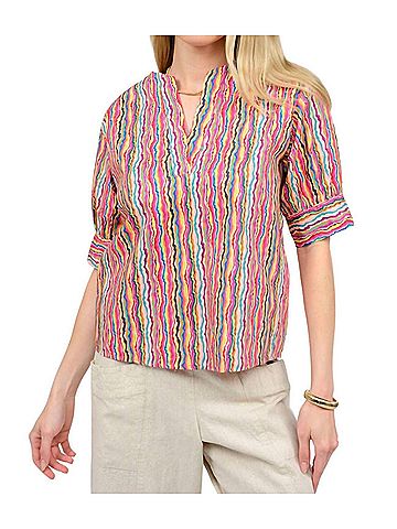 Ivy Jane Notched Front Shirt in Pink Multi (view 2)