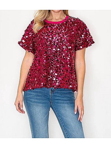 Joh Jeovanny Sequin Top in Cherry (view 2)