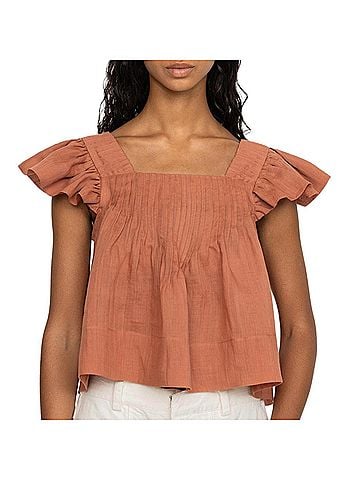 Sea New York Risa Ramie With Poly Satin Tank Top in Clay (view 2)