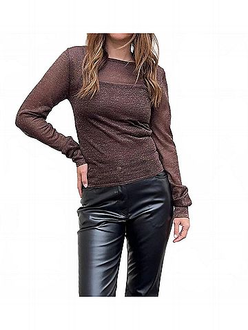 Crescent Sierra Sheer Metallic Top in Espresso (view 2)