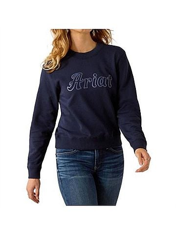 Ariat Women's Essential Crew Logo Sweatshirt in Black Iris (view 2)