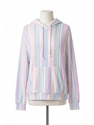 P.J. Salvage Stripe Baja Babe Hoodie in Ivory (view 1)