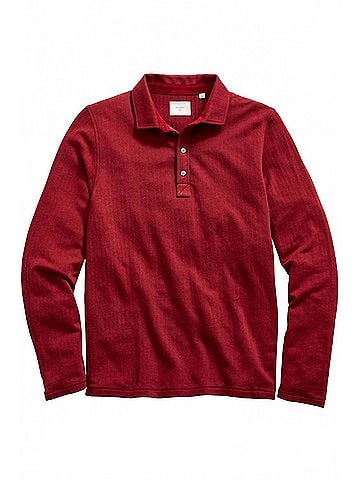 Billy Reid Long-Sleeve Herringbone Polo in Syrah (view 1)