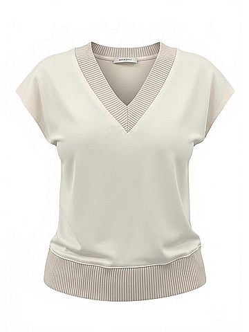 Iris Setlakwe Women's Matte Jersey Rib V-Neck Top in Bone (view 1)