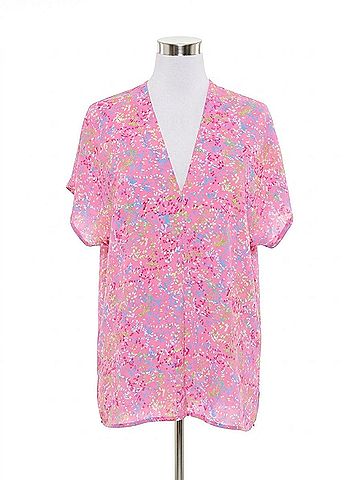 Adrienne Confetti Delight V-Neck Top in Pink (view 1)