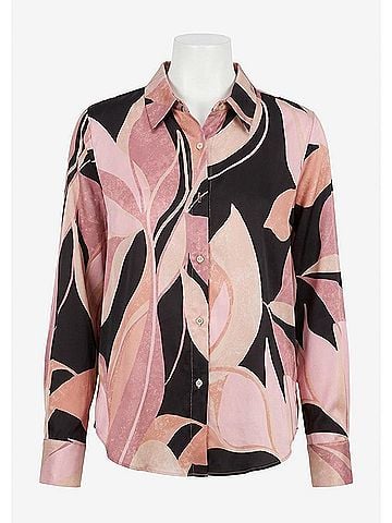 MISA Los Angeles Celine Top in Moody Abstract Flora Satin (view 1)