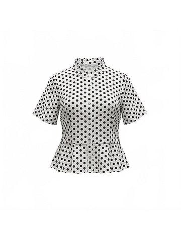 THML Women's Puff Sleeve Polka Dot Top in White (view 1)