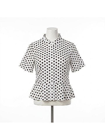THML Women's Puff Sleeve Polka Dot Top in White (view 2)