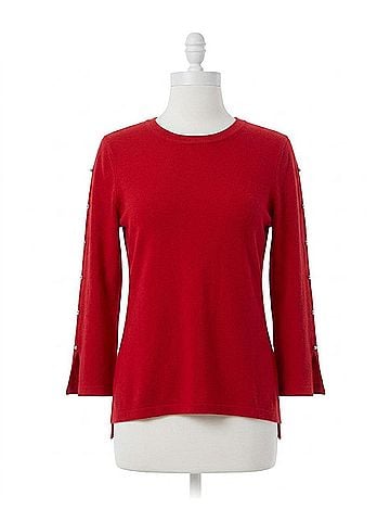 Jones New York Crewneck Slit Sleeve Top in Deep Rouge (view 1)