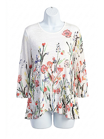 Jess & Jane Zumba Burnout Mesh Contrast Top in Floral Border Print (view 1)