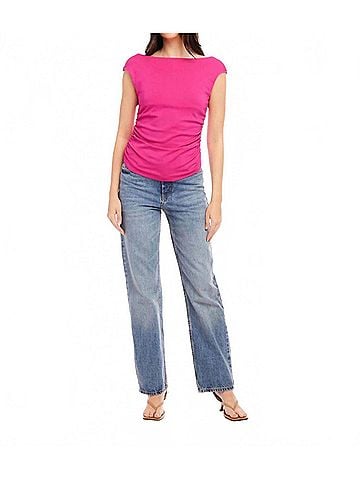 Fifteen Twenty Tasha Side Shirred Top in Raspberry (view 2)