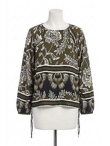 Fifteen Twenty Serafina Long Sleeve Top in Floral Border Crepe Print (view 1)