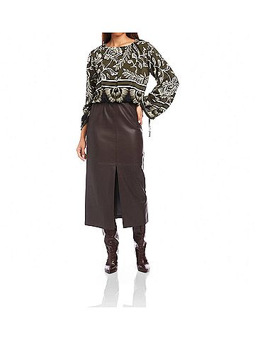 Fifteen Twenty Serafina Long Sleeve Top in Floral Border Crepe Print (view 2)