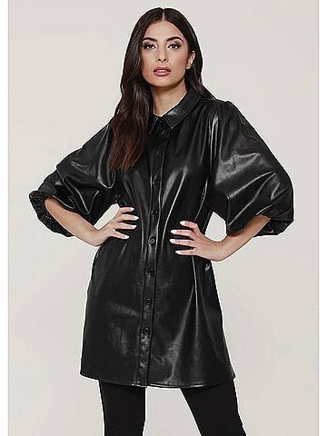Dolce Cabo Soft Vegan Leather Tunic in Black (view 2)