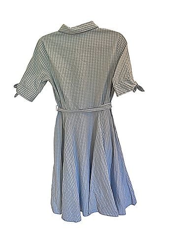 Calvin Klein Light Blue Gingham Midi Shirt Dress Casual Dress (view 2)