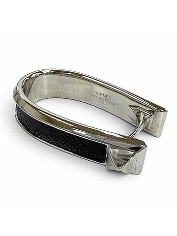 Hermès HERMES Jocchetto Double Ring, Silver and Black Metal, Veau Epsom Leather, Made in France, Women's, with Box Dust Bag. (view 1)