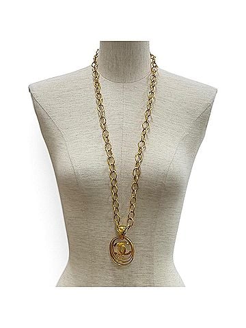 Chanel CHANEL Vintage 95P Coco Mark Chain Necklace Pendant Accessory Gold Made in France Women's (view 2)