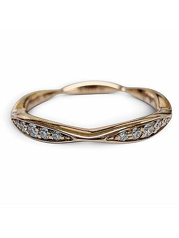 Chanel CHANEL AU750 (PG) Diamond Camellia Half Eternity Ring, Pink Gold, 2.2g, Women's (view 1)