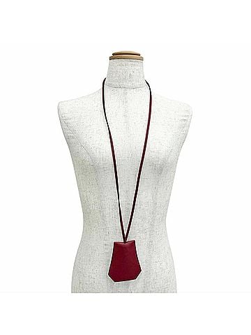 Hermès HERMES Hermes Leather Silver Hardware Clochette Necklace Pendant Accessory Bordeaux X Stamp Made in France Women's (view 2)