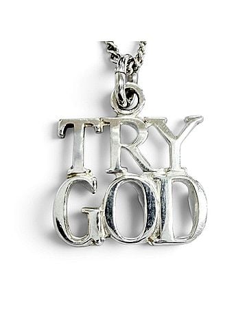 Tiffany & Co. TIFFANY&amp;Co. Tiffany Vintage TRY GOD Pendant Sterling Silver Necklace Accessory, Weight 3.49g, Women's (view 1)