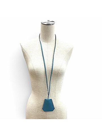 Hermès HERMES Vintage Clochette Blue Jean Veau Swift Necklace Pendant ?C Stamp Made in France Women's (view 2)