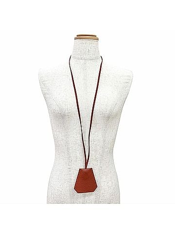 Hermès HERMES Vintage Togo Brick Silver Hardware Margiela Era Clochette Necklace Brown ?D Stamp Made in France Women's Men's (view 2)