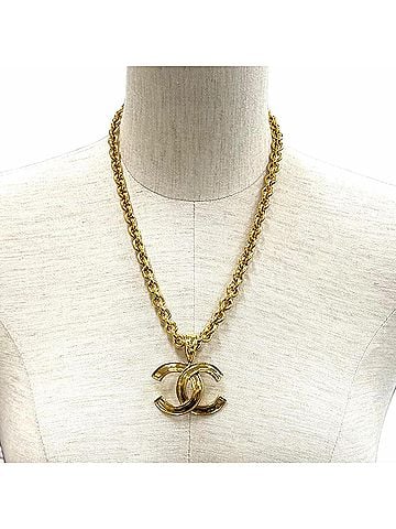 Chanel CHANEL Vintage 94P Coco Mark Chain Necklace Pendant Accessory Gold Made in France Women's (view 2)