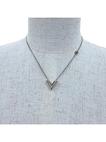 Louis Vuitton LOUIS VUITTON (Louis Vuitton) 2025 model M63197 Essential V Necklace - LV Circle Logo, Silver, Made in Italy, Women's. (view 2)