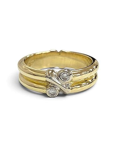Tiffany & Co. TIFFANY&amp;Co. Tiffany Signature Ring, Diamond Combination, 750YG (Yellow Gold) &amp; White Gold, Made in Italy, Weight: 5.5g, Women's. (view 1)