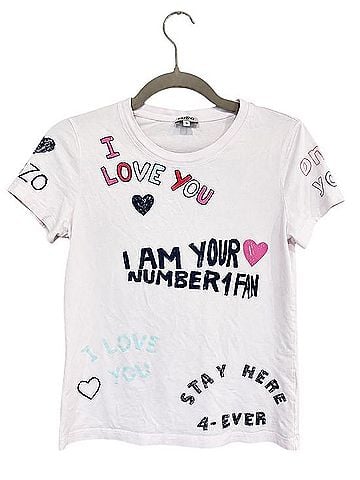 Kenzo Paris Pale Pink Doodle Graphic Tee Short Sleeve T-Shirt (view 1)