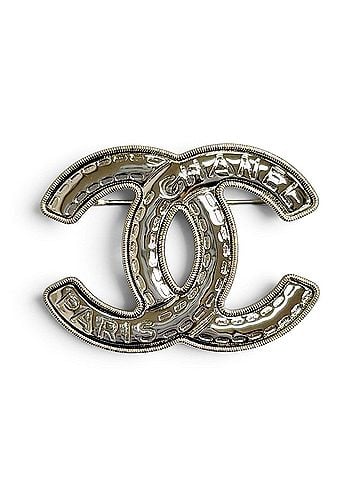 Chanel CHANEL B25K ABG445 Coco Mark Logo Stitch Brooch, Silver and Gold, Made in Italy, Women's, with Box. (view 1)