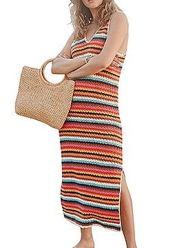Marine Layer Viv Stripe Crochet Midi Casual Dress (view 1)