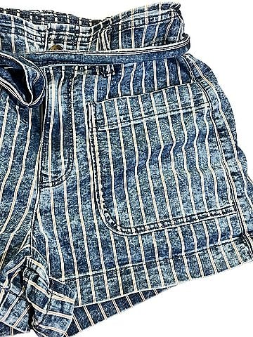 American Eagle Outfitters high Waisted paper bag striped Denim Shorts (view 2)