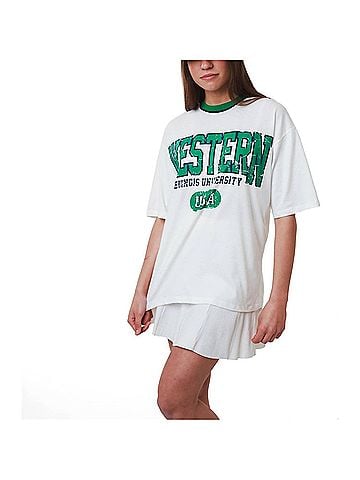 Ambar Western Logo Relaxed Fit T-Shirt in White (view 2)