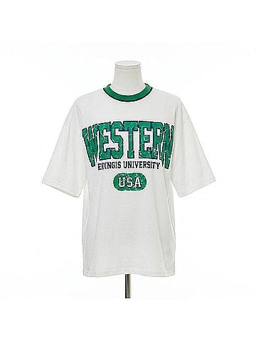 Ambar Western Logo Relaxed Fit T-Shirt in White (view 1)