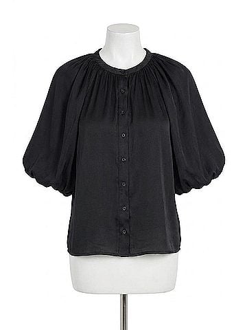 Love Token Odette Puff Sleeve Blouse in Black (view 1)