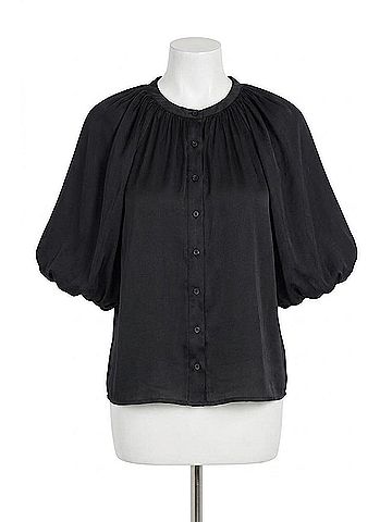 Love Token Odette Puff Sleeve Blouse in Black (view 1)