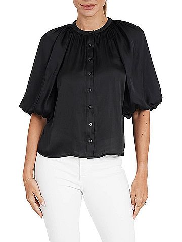 Love Token Odette Puff Sleeve Blouse in Black (view 2)
