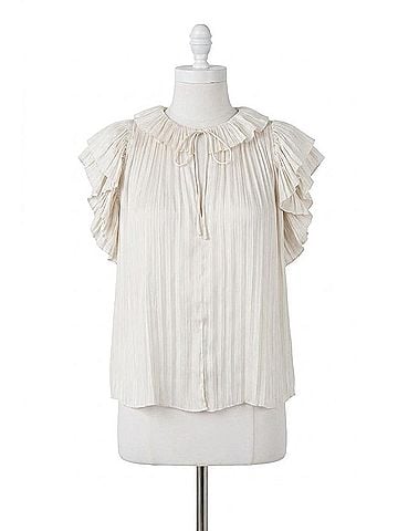 Love Token Daphne Flutter Sleeve Top in Pearl (view 1)
