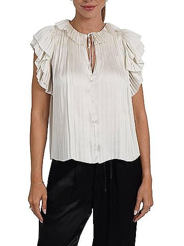 Love Token Daphne Flutter Sleeve Top in Pearl (view 2)