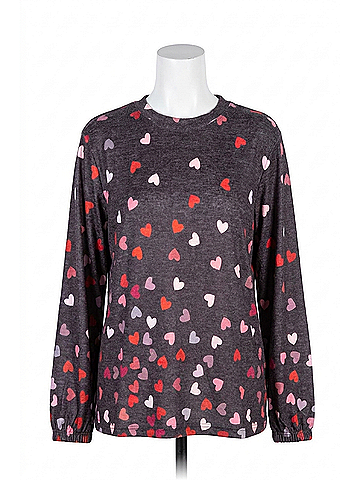 P.J. Salvage Kiss Me Goodnight Long Sleeve Lounge Top in Slate (view 1)