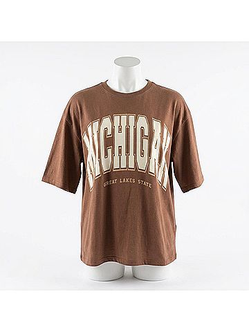 Ambar Michigan Printed Short Sleeve T-Shirt in Brown (view 2)