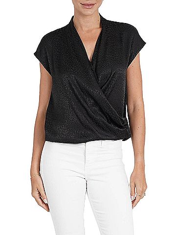 Love Token Joan Wrap Blouse in Black (view 2)