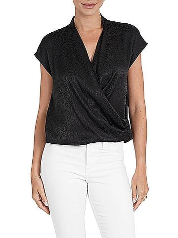 Love Token Joan Wrap Blouse in Black (view 2)