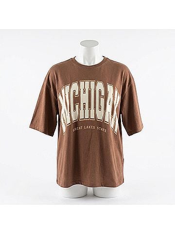 Ambar Michigan Printed Short Sleeve T-Shirt in Brown (view 2)