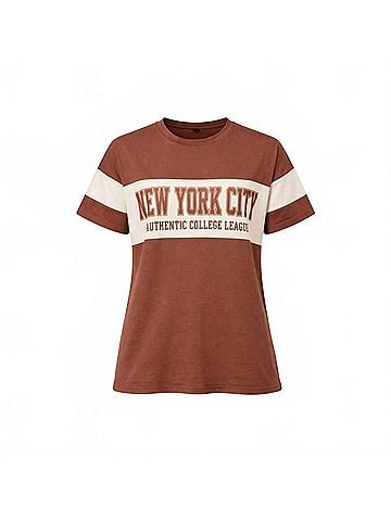 Ambar New York City Printed Short Sleeve T-Shirt in Brown (view 1)