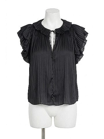 Love Token Daphne Flutter Sleeve Top in Black (view 1)