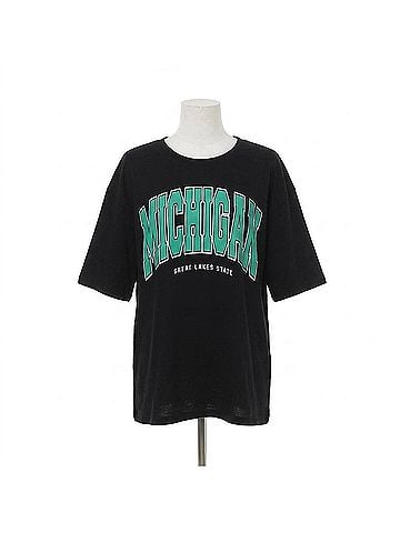 Ambar Michigan Printed Short Sleeve T-Shirt in Anthracite (view 1)